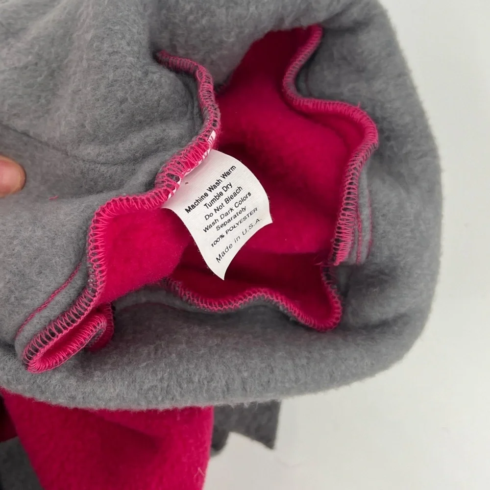 Vintage Pink and Gray Long Stocking Fleece Ski or Snow Hat Whimsical